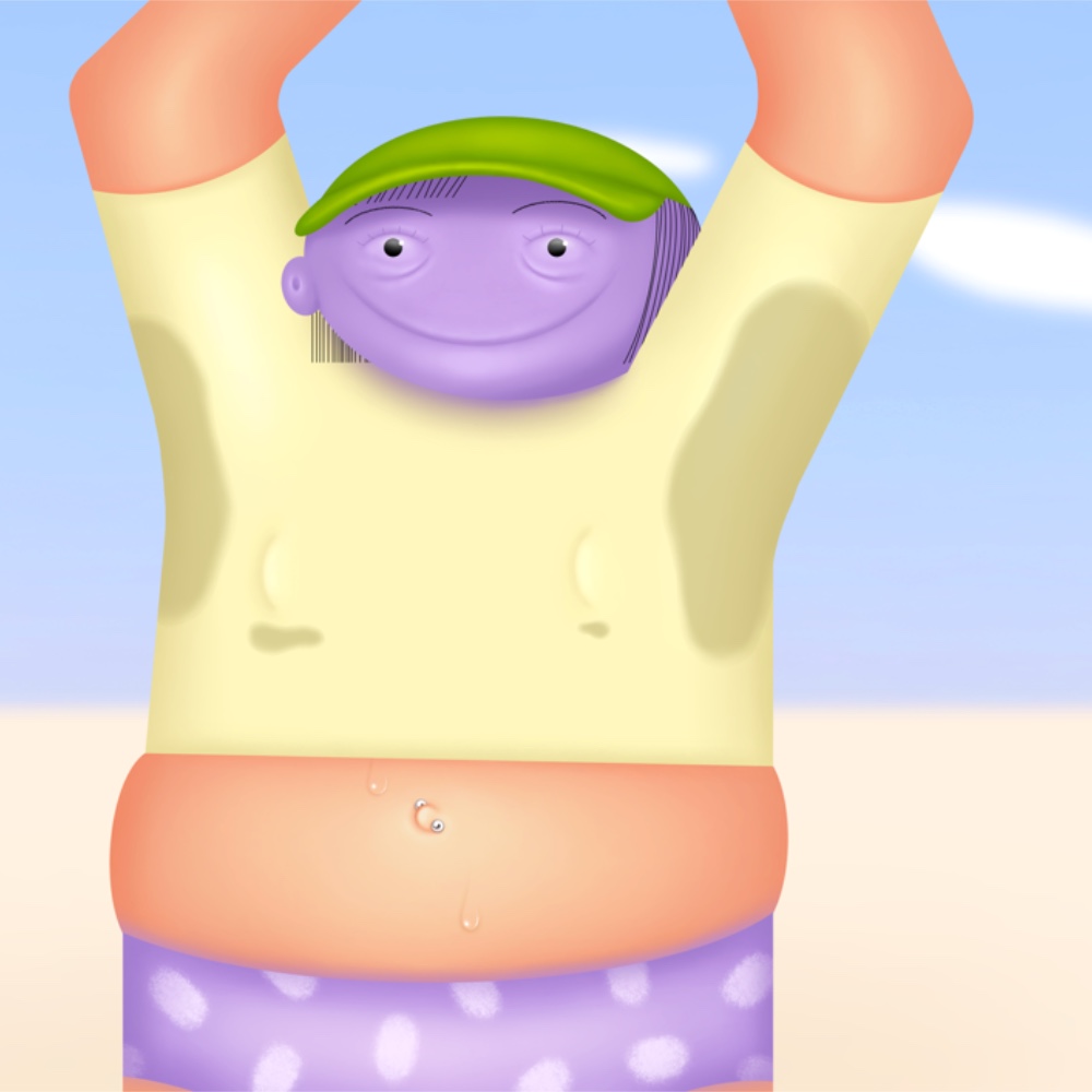 sweaty beach girl tanned